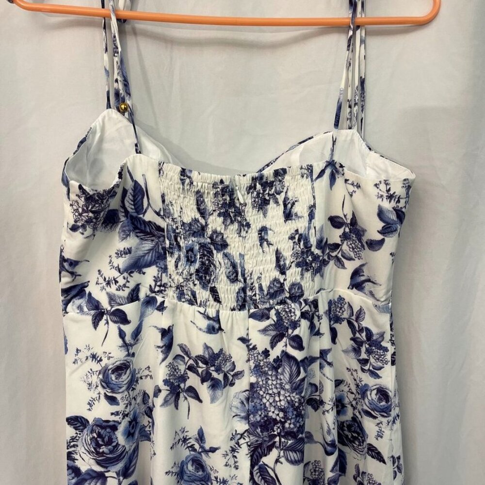 Petal & Pup Azelia Floral Tie Strap Midi Dress Blue Floral - Picture 9 of 16